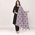 PC COTTON BHAGIRATHI 69 FLORAL MEDALLION PRINT DUPATTA 1.90 MTR WITH WAVY BORDER AND TASSELS