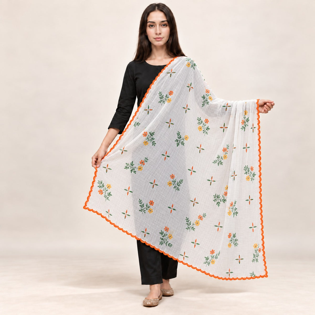PC COTTON BHAGIRATHI 2 FLORAL DUPATTA 1.90 MTR STYLE 165 | OM CLOTH MILLS