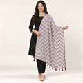 PC COTTON BHAGIRATHI 68 ZIGZAG LEAF PRINT DUPATTA 1.90 MTR WITH MATCHING TASSELS