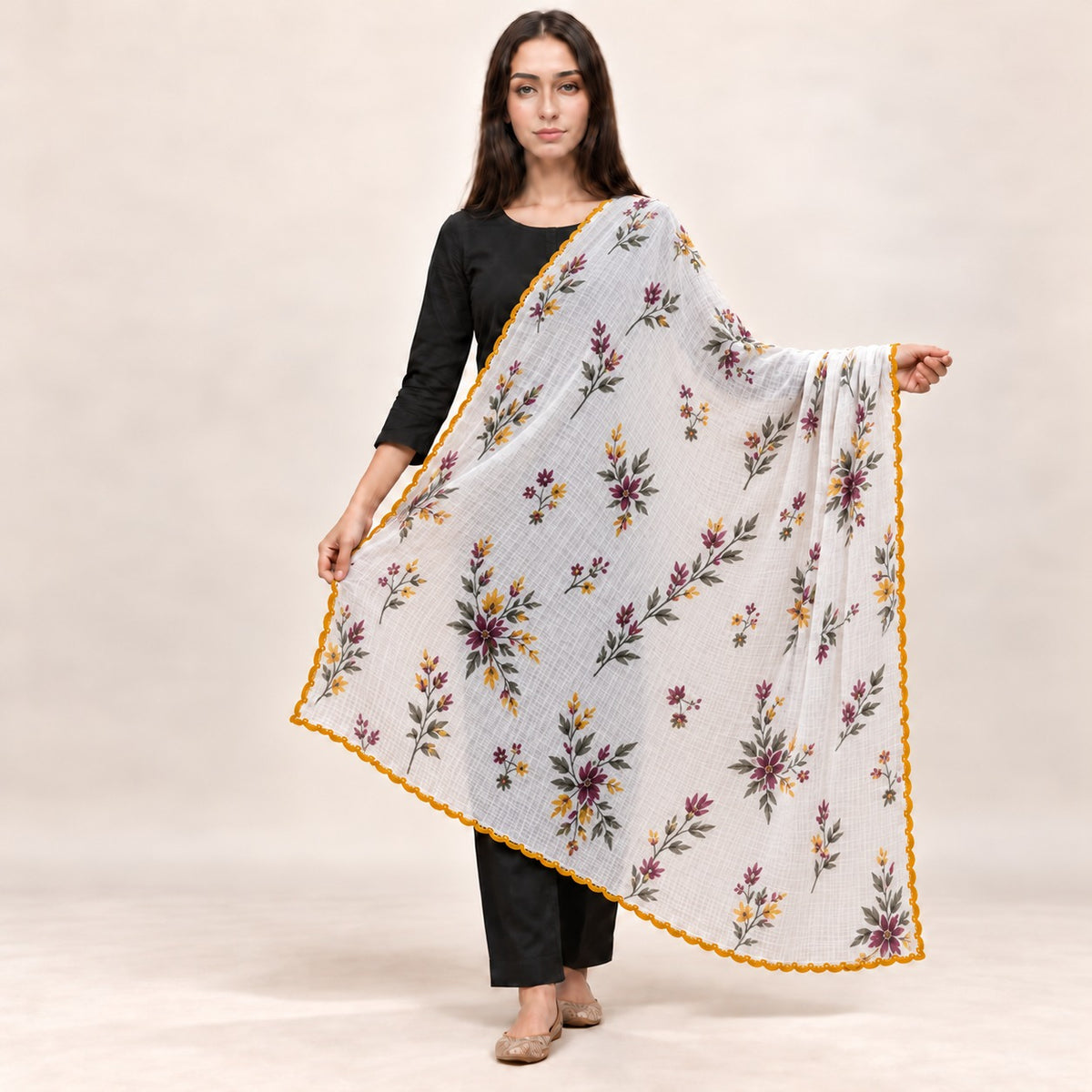 PC COTTON BHAGIRATHI 51 FLORAL DUPATTA 1.90 MTR STYLE 165 | OM CLOTH MILLS